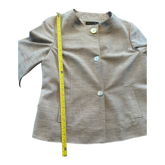 Lafayette 148 Wool Blend Taupe Blazer Skirt Suit Set Size 8 Career Boardroom - Picture 10 of 17